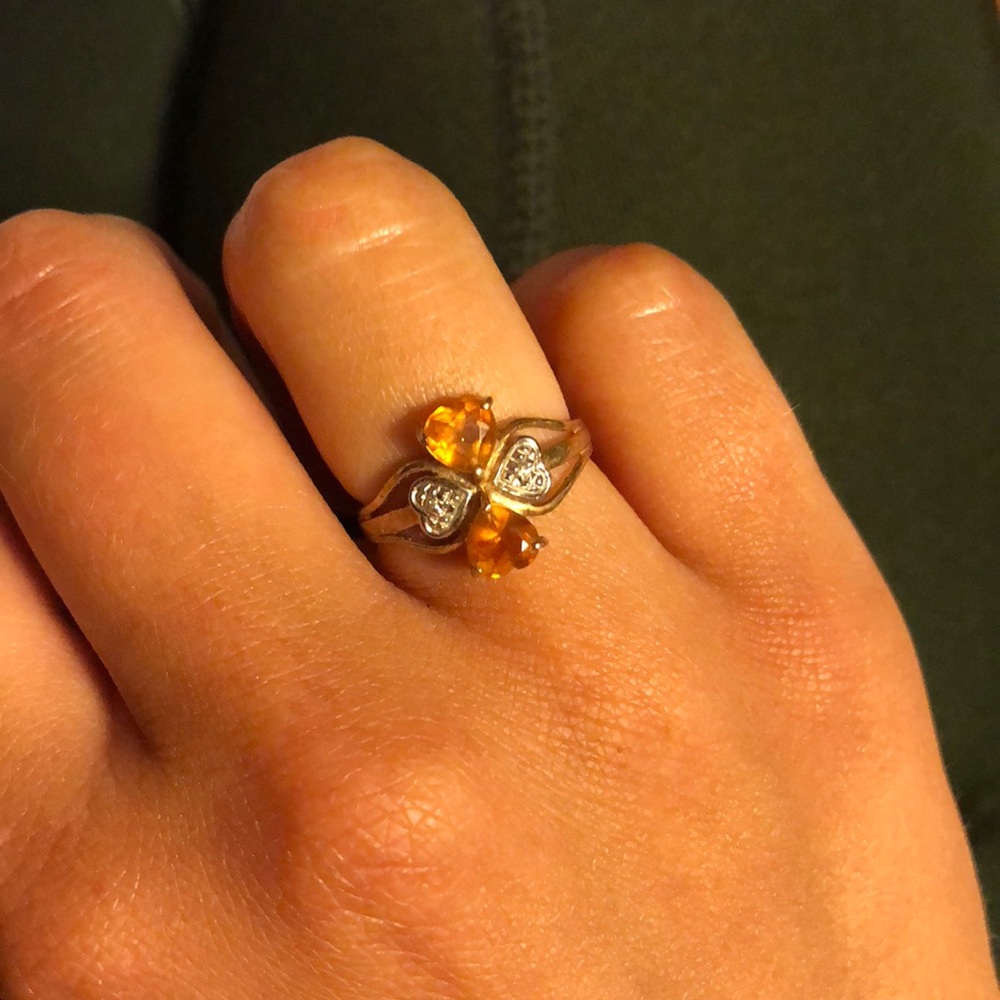 solid 10k gold ring with citrine gems